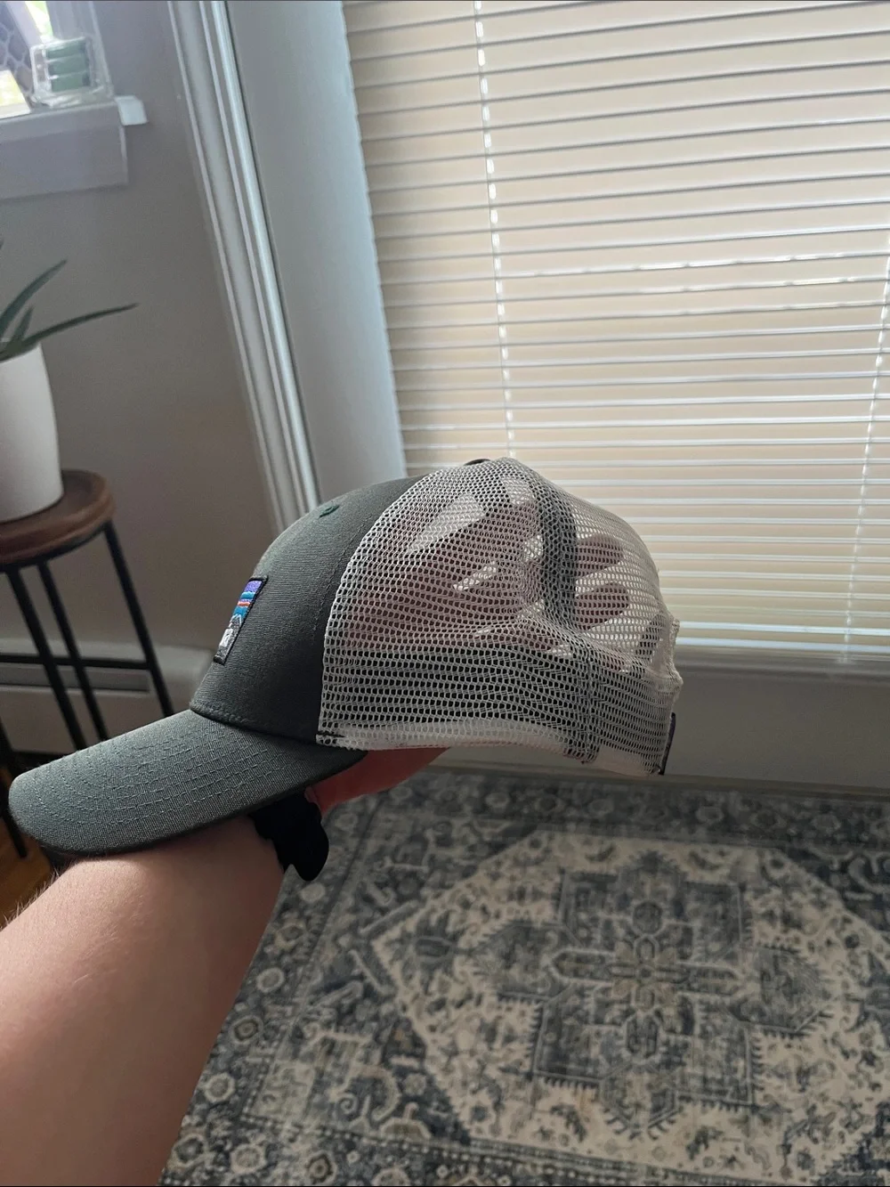 Patagonia Green Front with White Mesh Trucker Hat